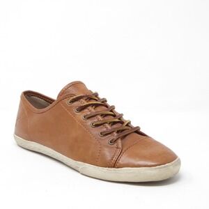 Frye Womens Mindy Low Top Sneakers Shoes Brown Leather Lace Up 9M